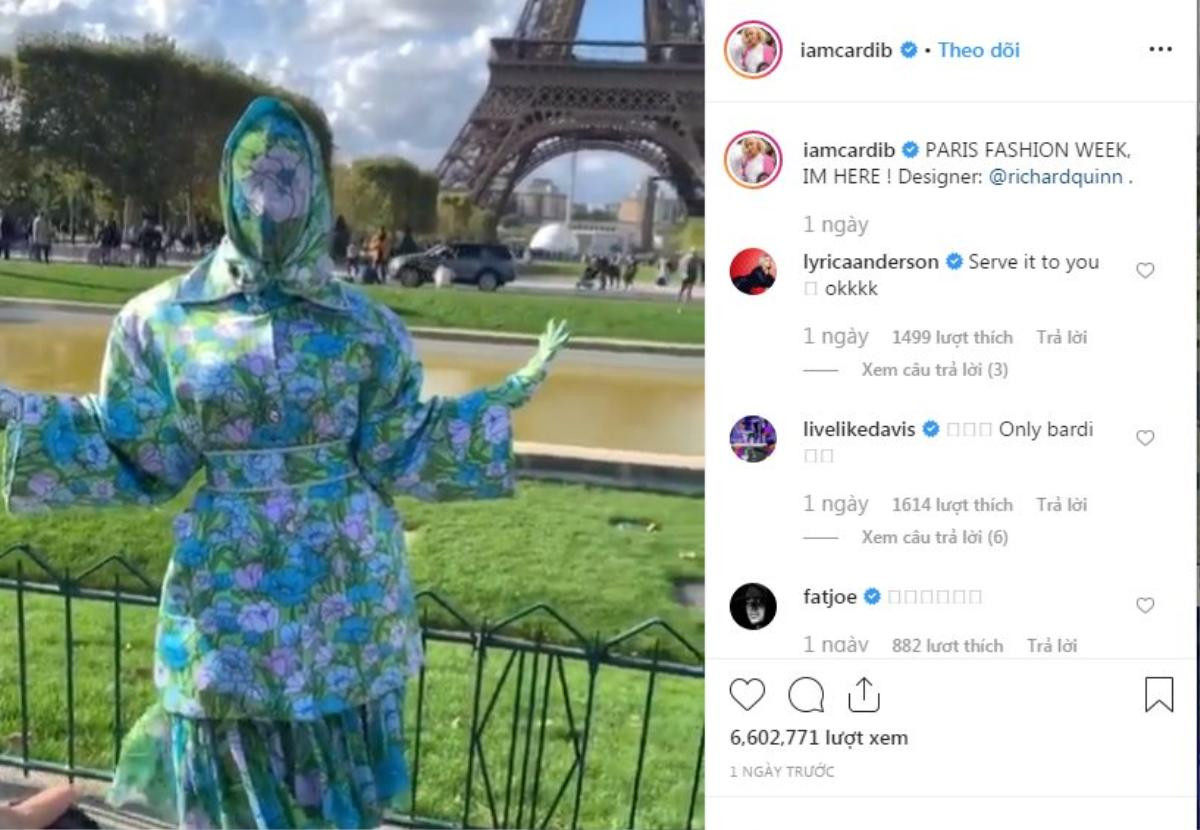 Cardi B gây sốc với trang phục kín mít như ninja tại tuần lễ thời trang Paris 2019 Ảnh 8