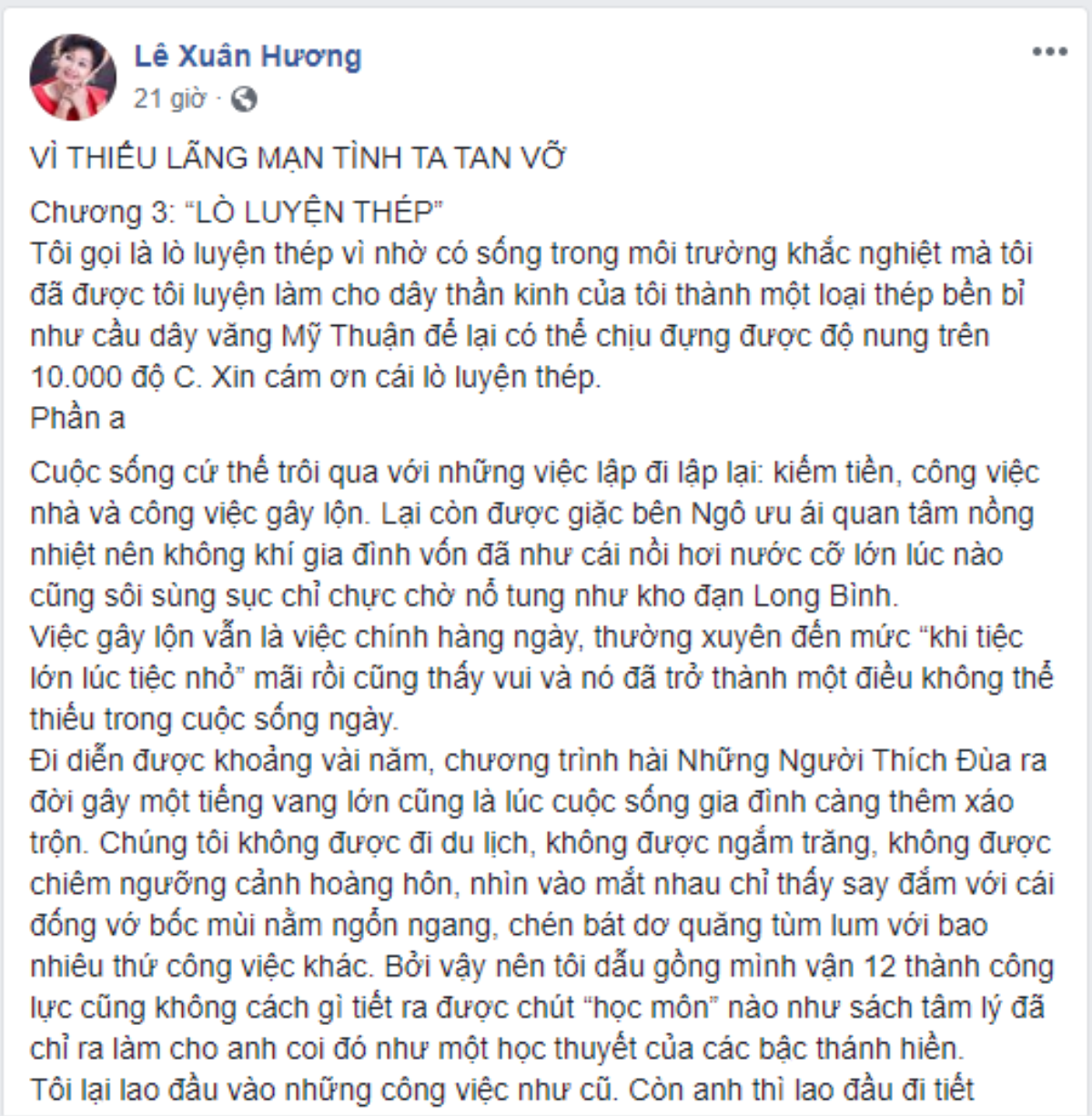 NS Xuân Hương tiếp tục hé lộ cuộc hôn nhân nhiều uẩn khúc với MC Thanh Bạch: 'Anh sẽ không khóc khi em chết' Ảnh 2