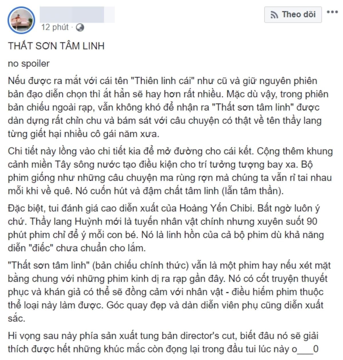 Phản ứng của khán giả sau khi xem 'Thất Sơn tâm linh': Ngợi khen dàn diễn viên, tranh cãi nội dung bị cắt Ảnh 7