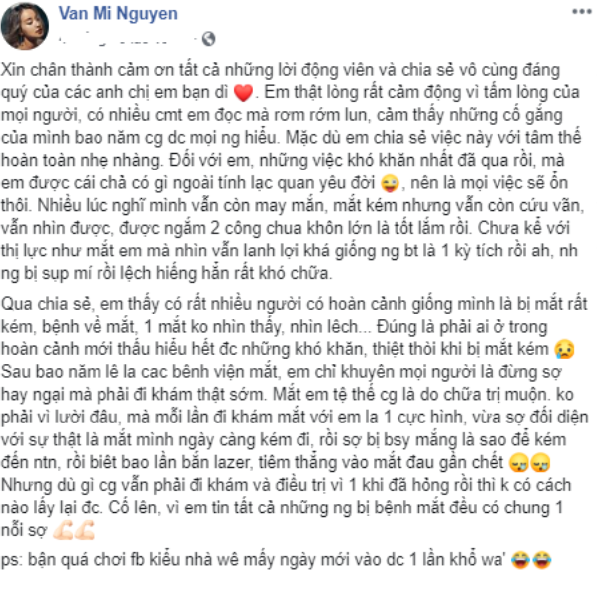 Sau trải lòng về bệnh tình, Mi Vân xúc động gửi lời cảm ơn dân mạng: 'Tôi thấy mình may mắn khi vẫn được nhìn thấy hai cô con gái khôn lớn' Ảnh 1