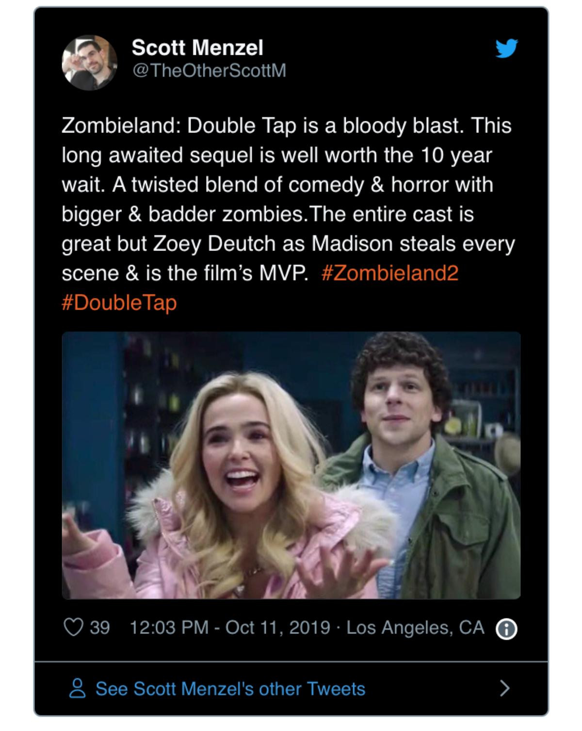 Những đánh giá đầu tiên của ‘Zombieland: Double Tap’! Ảnh 6