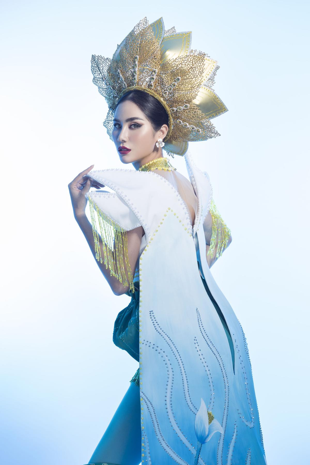 Hoàng Hạnh mang cả hồ sen lên trang phục dân tộc đính 5000 viên pha lê, quyết 'chặt banh' Miss Earth 2019 Ảnh 13