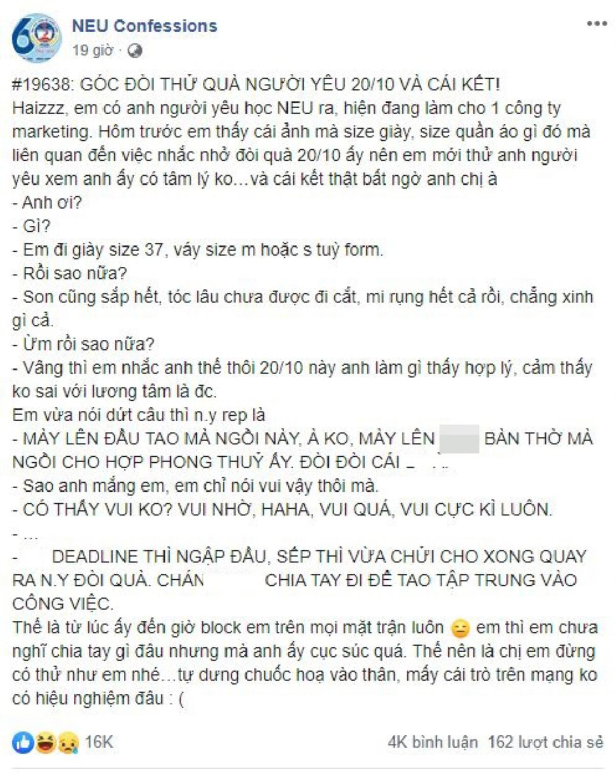 Thử đòi quà ngày 20/10, cô gái nhận cái kết bất ngờ từ người yêu khiến dân mạng 'dở khóc dở cười' Ảnh 1