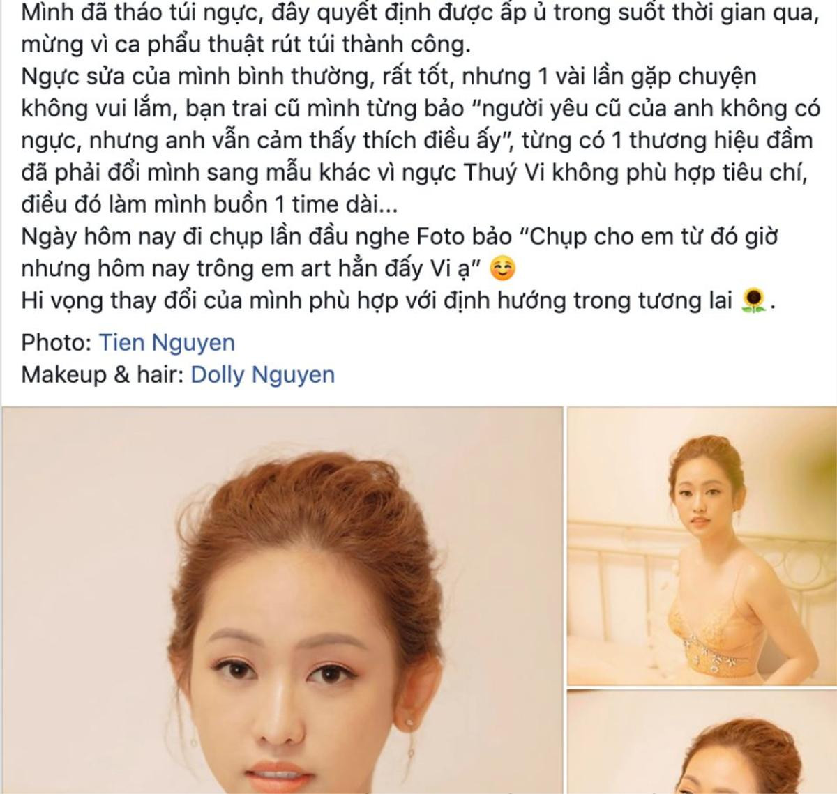 Hotgirl Thúy Vi khiến cộng đồng mạng bất ngờ khi chia sẻ 'tháo túi ngực' để trông… 'nghệ thuật' hơn Ảnh 1