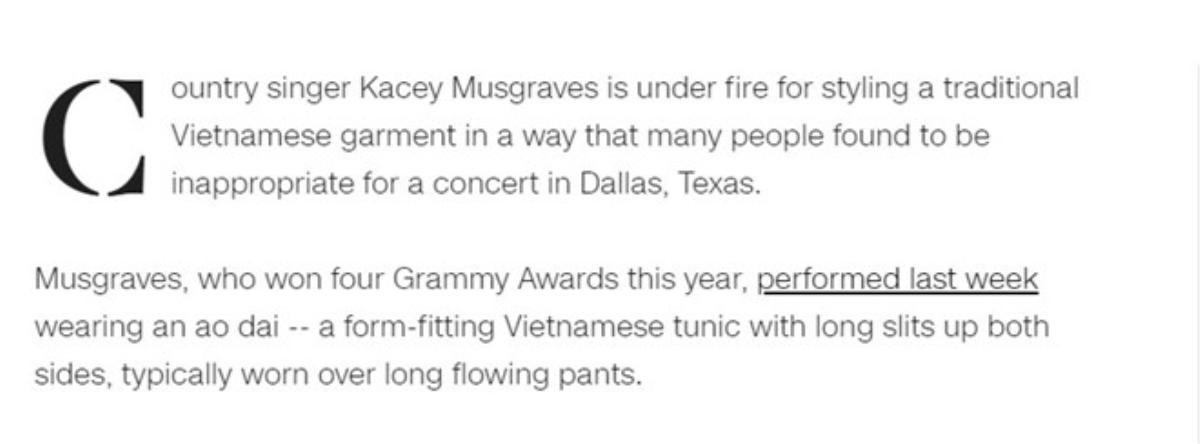 Báo quốc tế nói gì về việc nữ ca sĩ người Mỹ 'mặc áo dài không quần' khi lên sân khấu biểu diễn? Ảnh 2