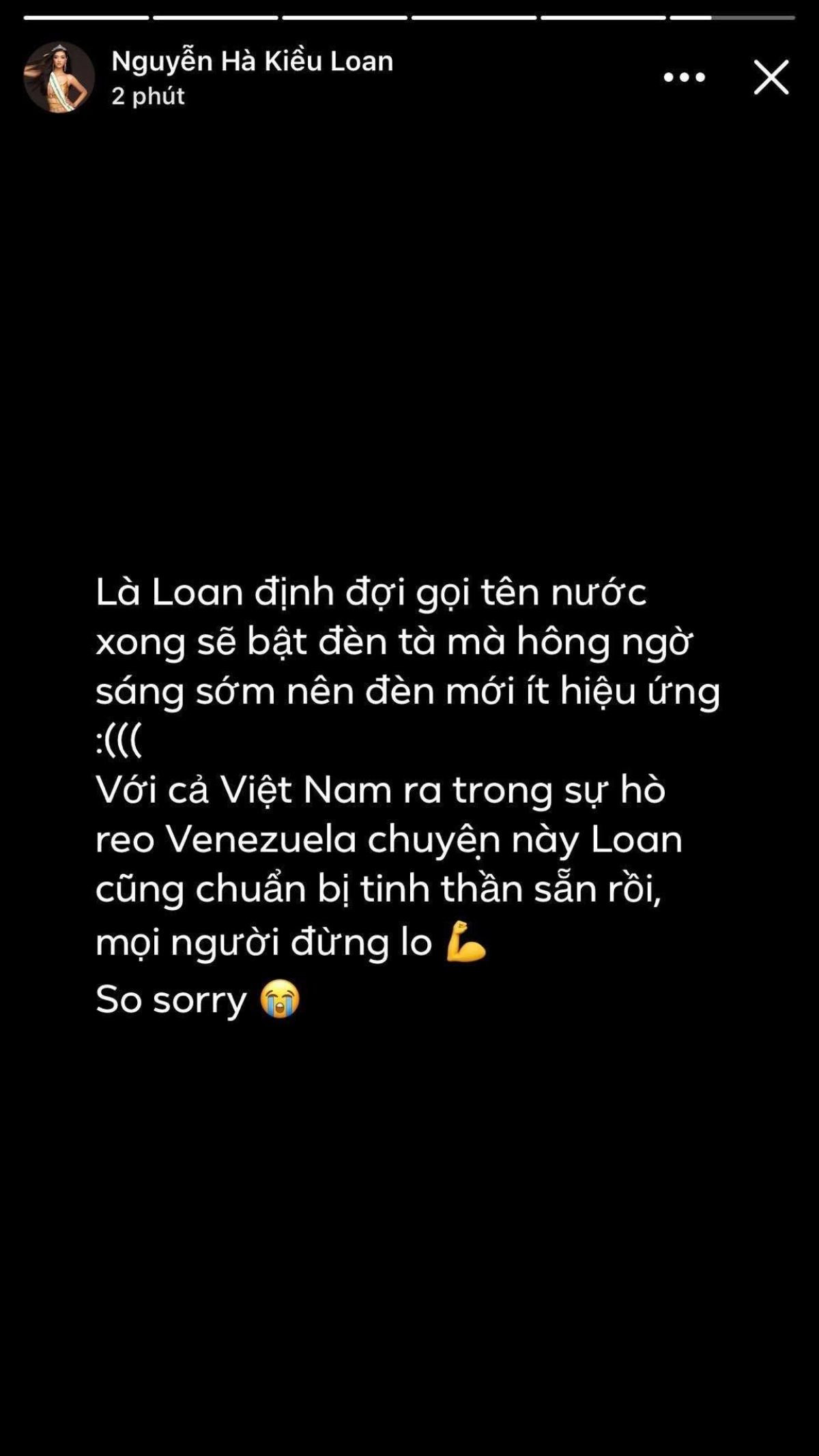 Kiều Loan xin lỗi fan Việt vì làm không tốt phần thi quốc phục: 'Diễn sau Venezuela, Loan đã lường trước rồi' Ảnh 1