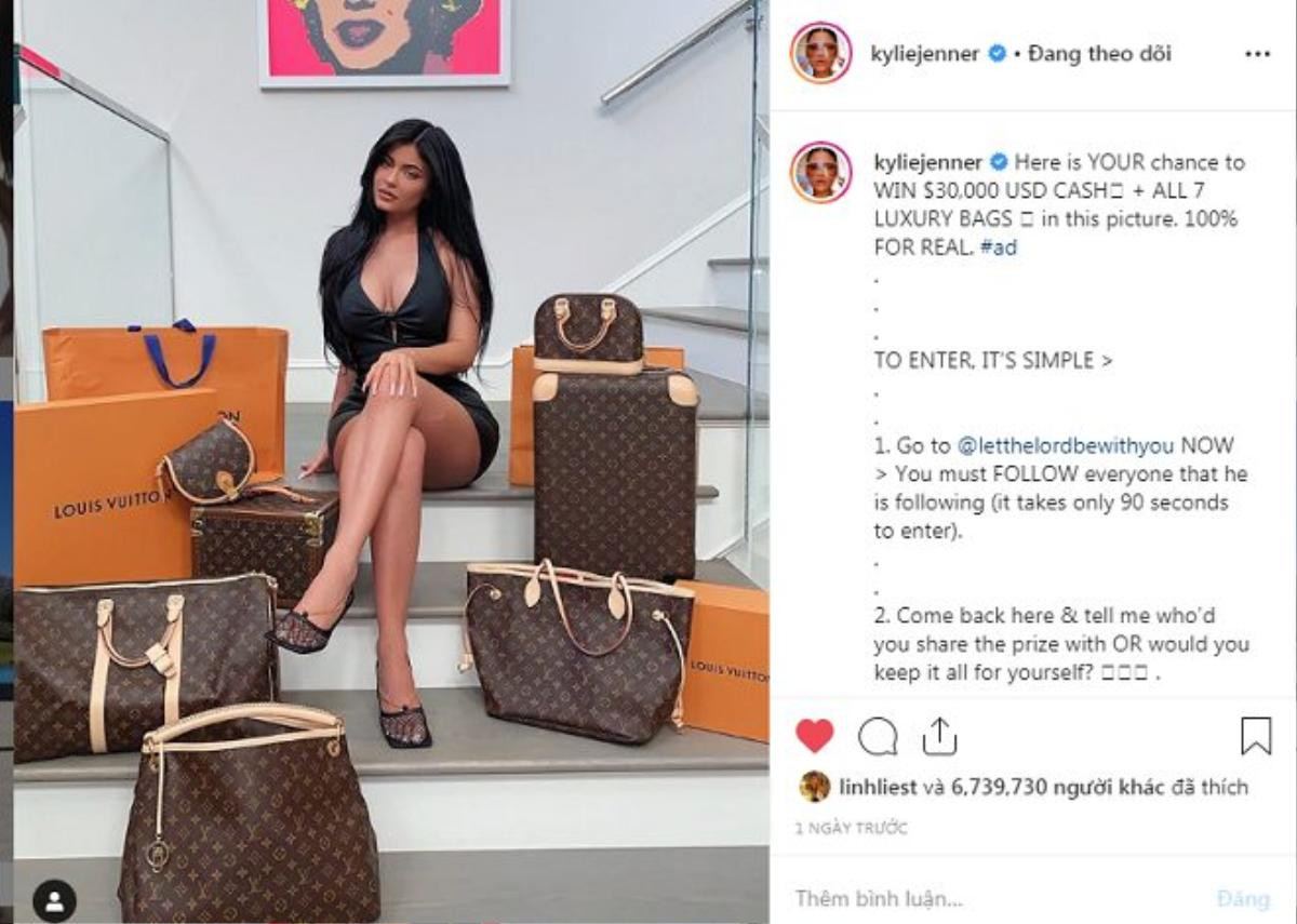 Kylie Jenner 'chơi lớn' khi tặng miễn phí dàn túi hiệu Louis Vuitton và 30 nghìn đô la Mỹ Ảnh 2