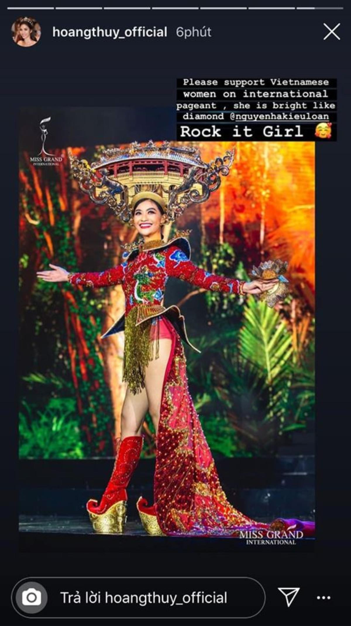 Được đàn chị cổ vũ, Kiều Loan lễ phép cảm ơn, giới thiệu Hoàng Thùy là Miss Universe 2019 Ảnh 2