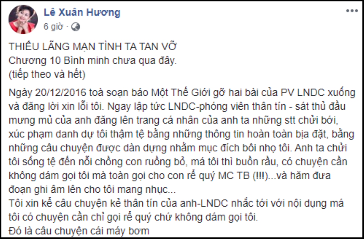 Kết thúc 10 chương 'tự truyện', nghệ sĩ Xuân Hương cảm ơn Thanh Bạch vì 'đã dồn mình vào chân tường' Ảnh 1