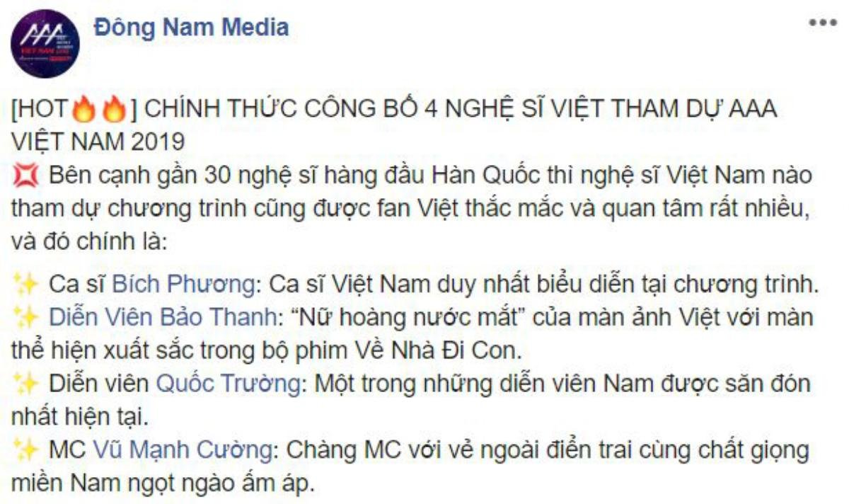 Trong bão ồn ào hát nhép, Bích Phương được xác nhận là nữ ca sĩ Việt Nam duy nhất biểu diễn tại AAA 2019 Ảnh 1