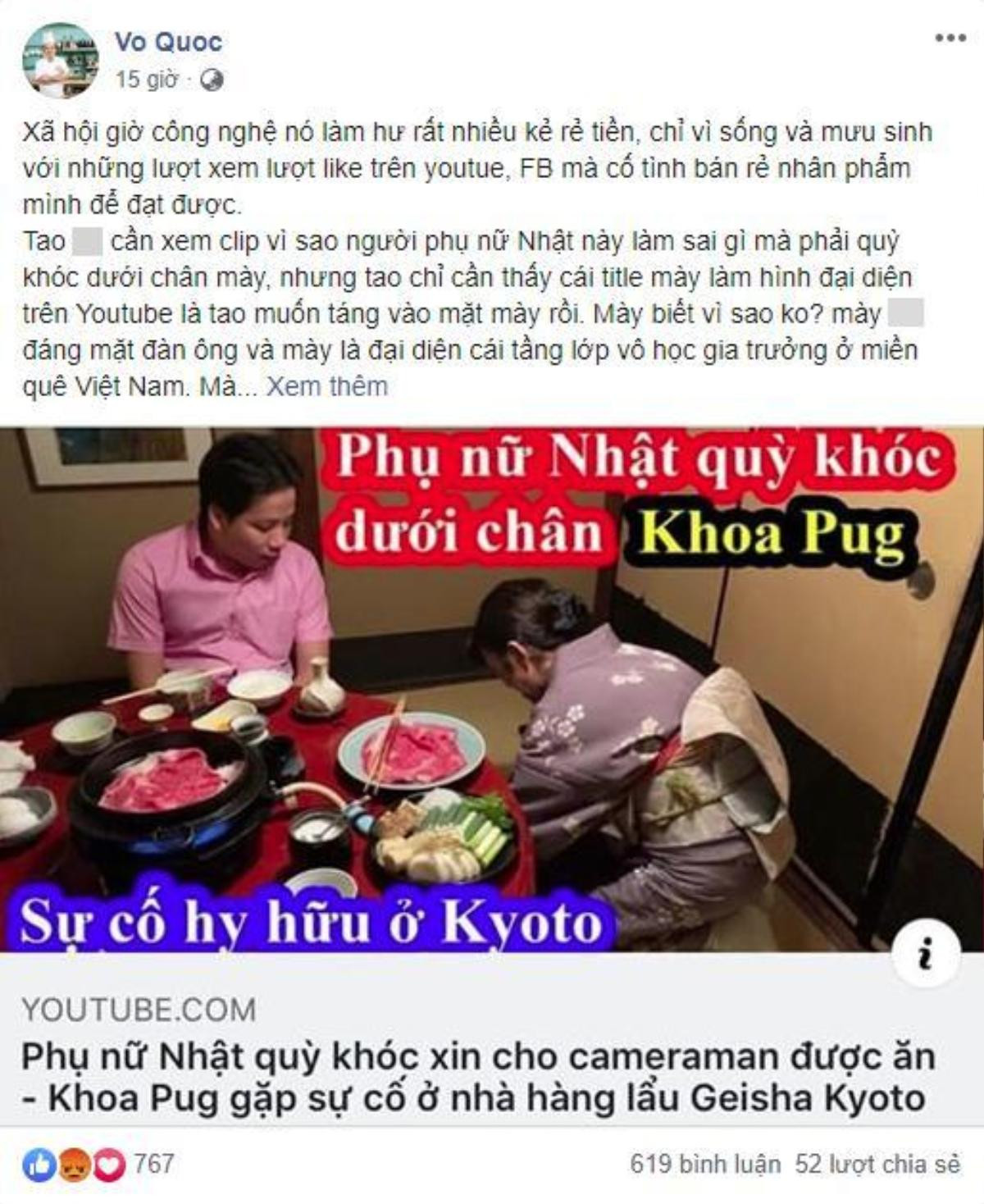 Nhận 'mưa đá' vì coi thường phụ nữ Nhật, Khoa Pug mượn lời CR7 đáp trả: 'Tôi không biết vì sao họ ghét tôi, có thể do tôi giàu có và đẹp trai' Ảnh 4