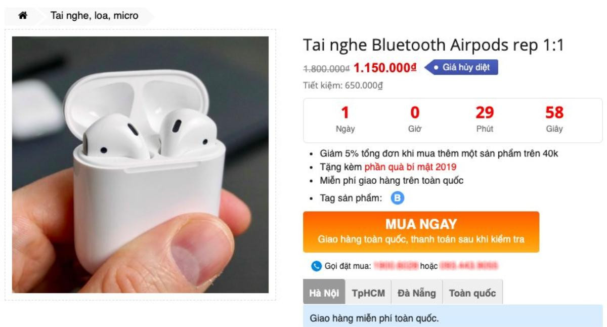 AirPods Pro ‘nhái’ được rao bán rộng rãi ở VN, giá khoảng 1 triệu đồng Ảnh 1