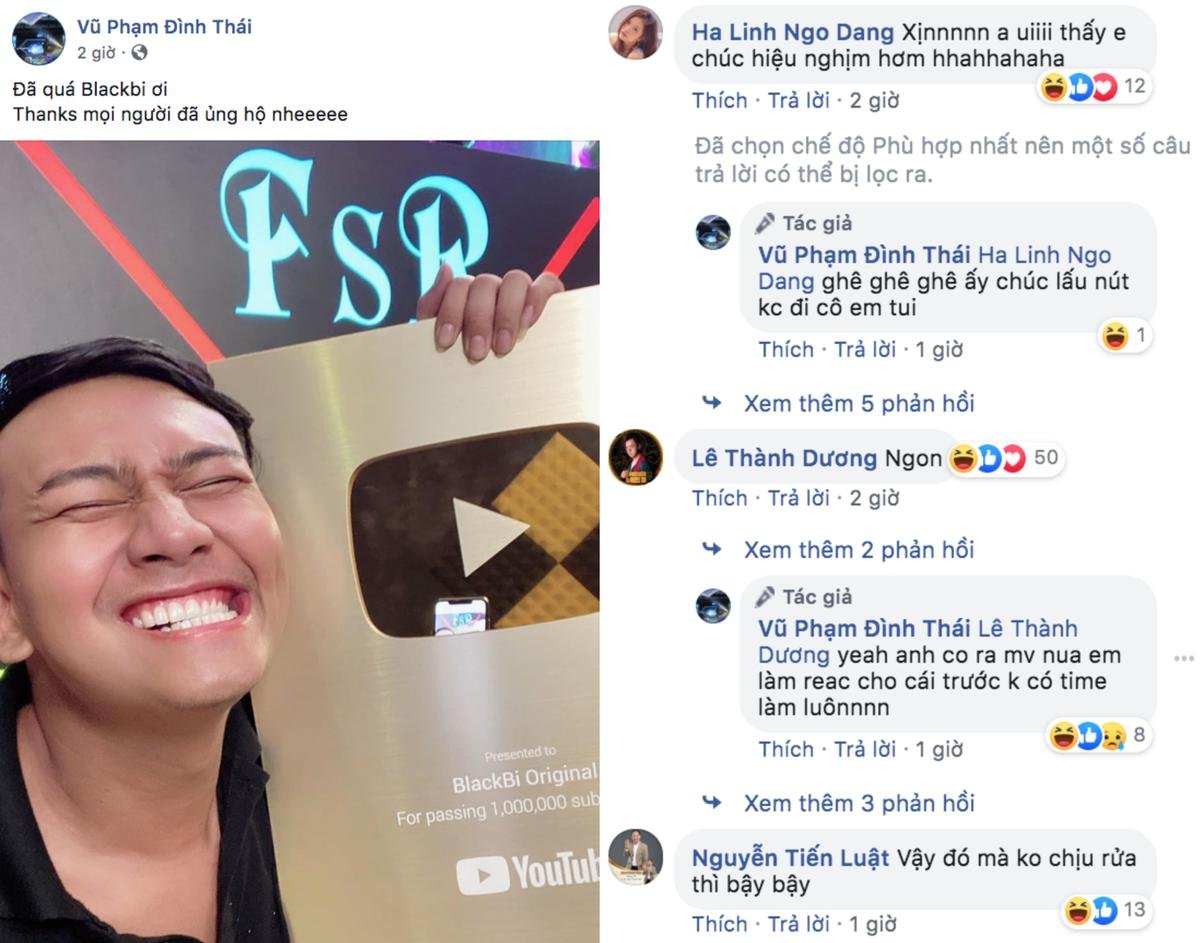 Thái Vũ (FAPtv) 'khoe nhẹ' nút vàng YouTube, Tiến Luật và Ngô Kiến Huy lập tức đòi 'rửa' Ảnh 1