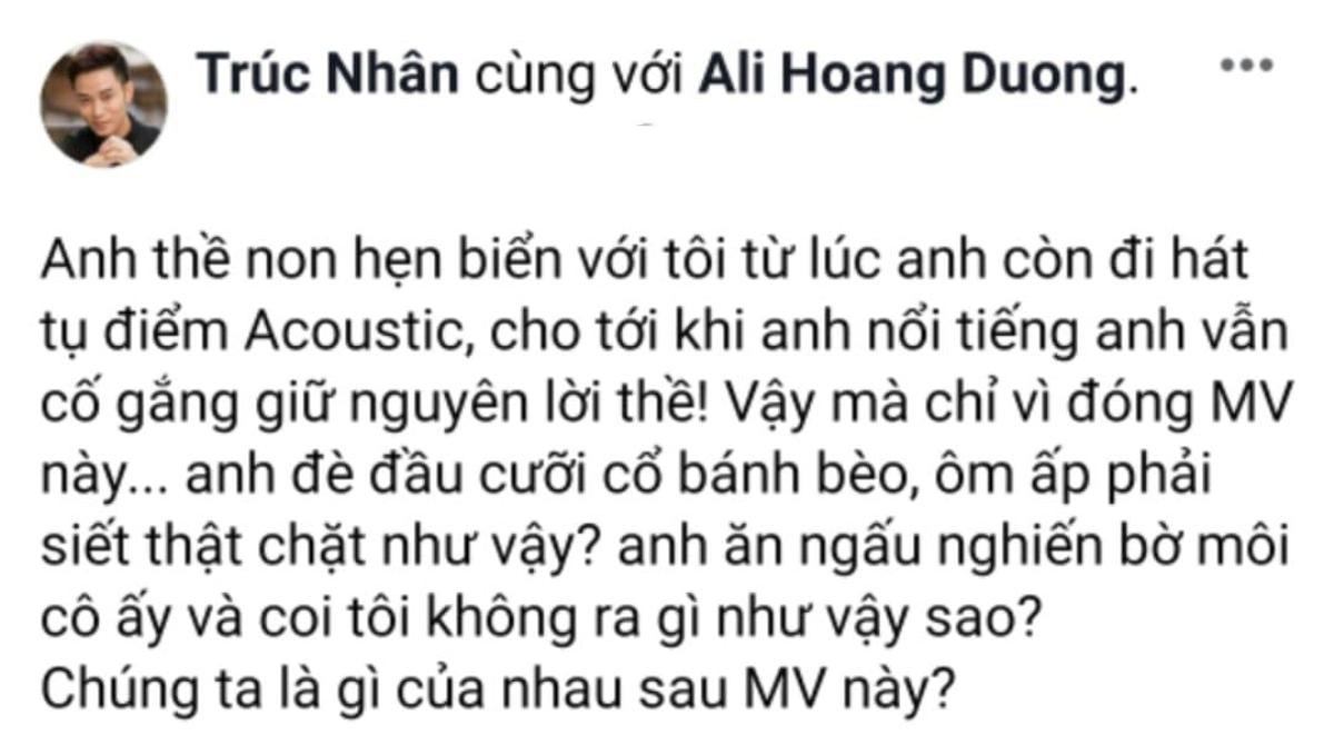 Dân mạng xôn xao khi Trúc Nhân bỗng chốc 'đăng đàn' ghen tuông lồng lộn với Ali Hoàng Dương Ảnh 3