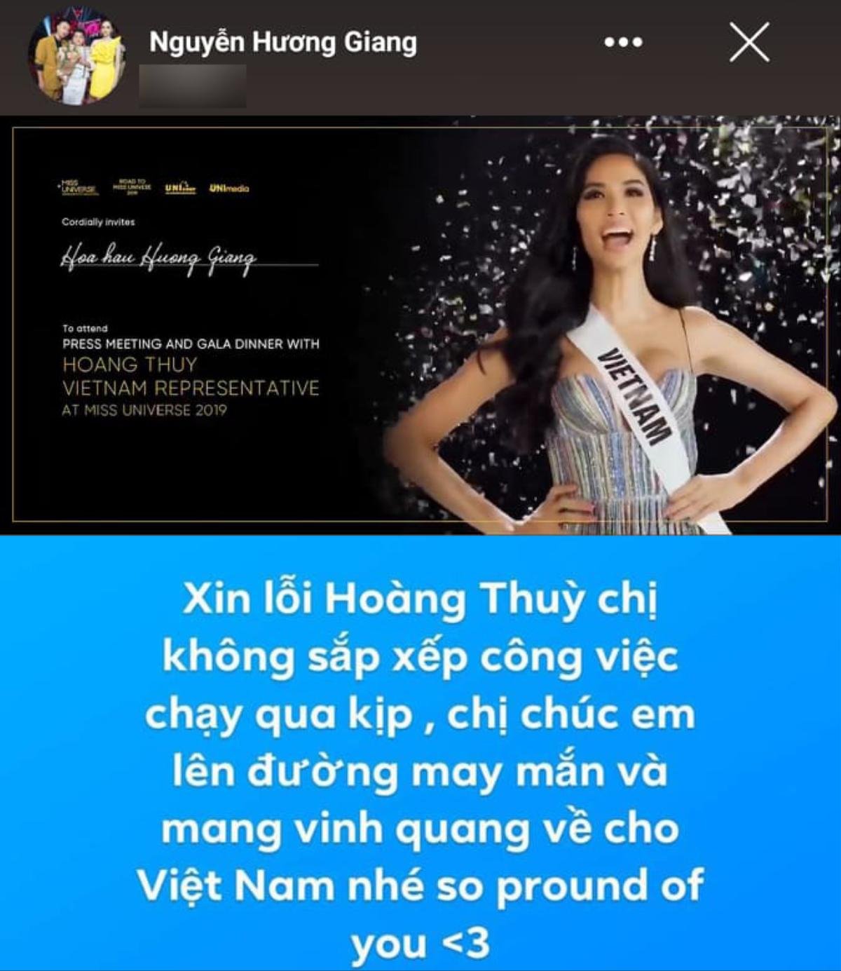 Lỡ hẹn với Hoàng Thùy, Hương Giang gửi lời xin lỗi: 'Chúc em mang vinh quang về cho Việt Nam' Ảnh 3