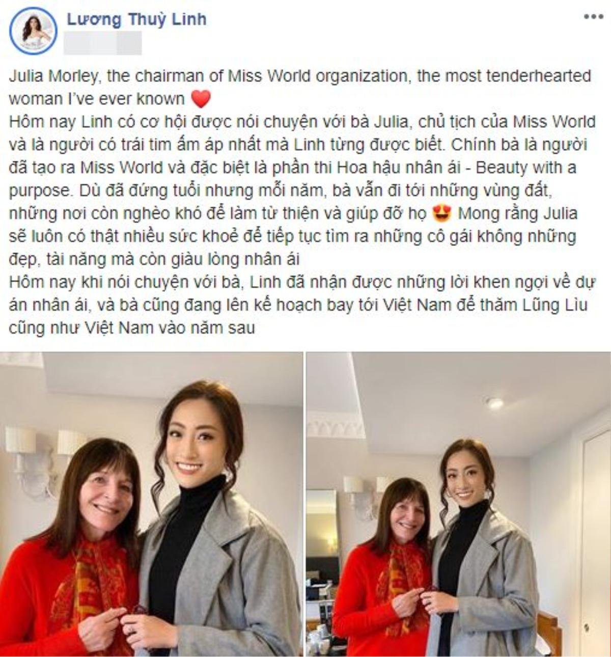 Dự án nhân ái của Lương Thùy Linh được Chủ tịch Miss World khen ngợi: Fan Việt kỳ vọng 'Top 5 huy hoàng' Ảnh 1