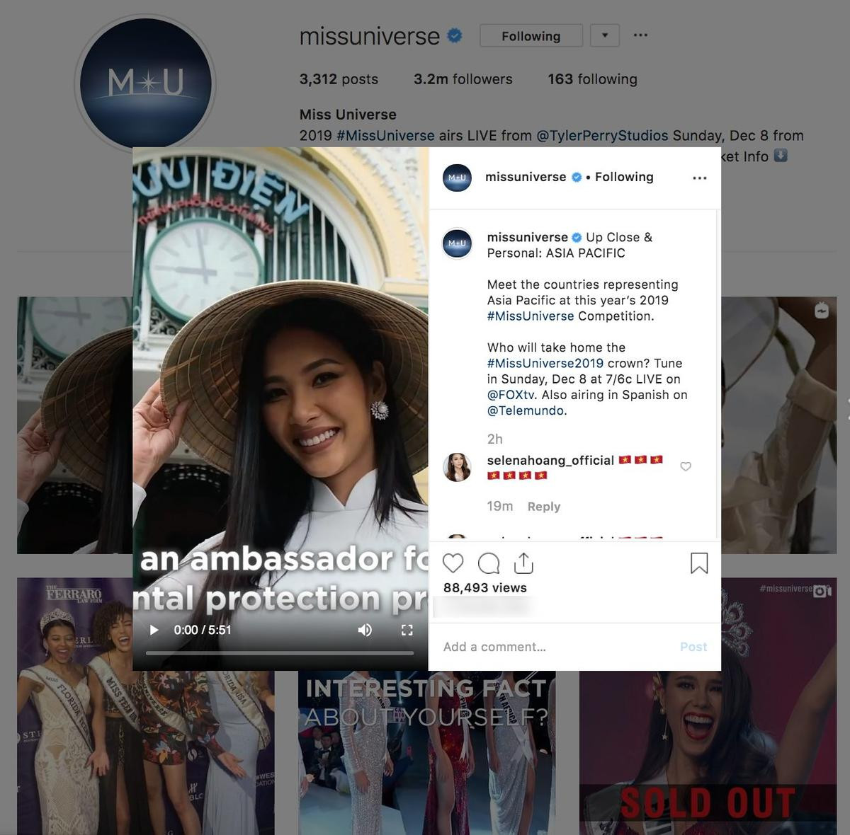 Hoàng Thùy mặc áo dài trắng, đội nón lá 'chiếm sóng' Instagram 3 triệu followers của Miss Universe Ảnh 3