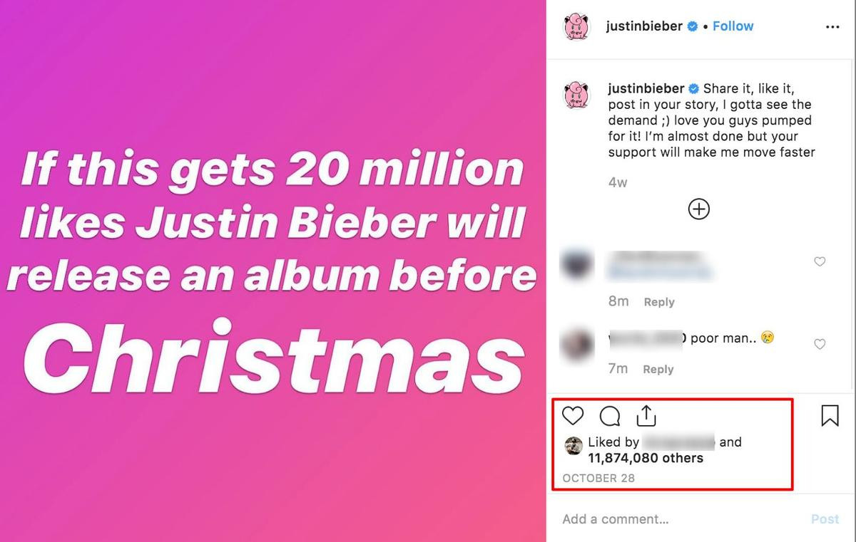 Bài viết Instagram chưa đủ 20 triệu like, Justin Bieber chẳng những không 'quê độ' mà còn… thông báo ra album mới Ảnh 2