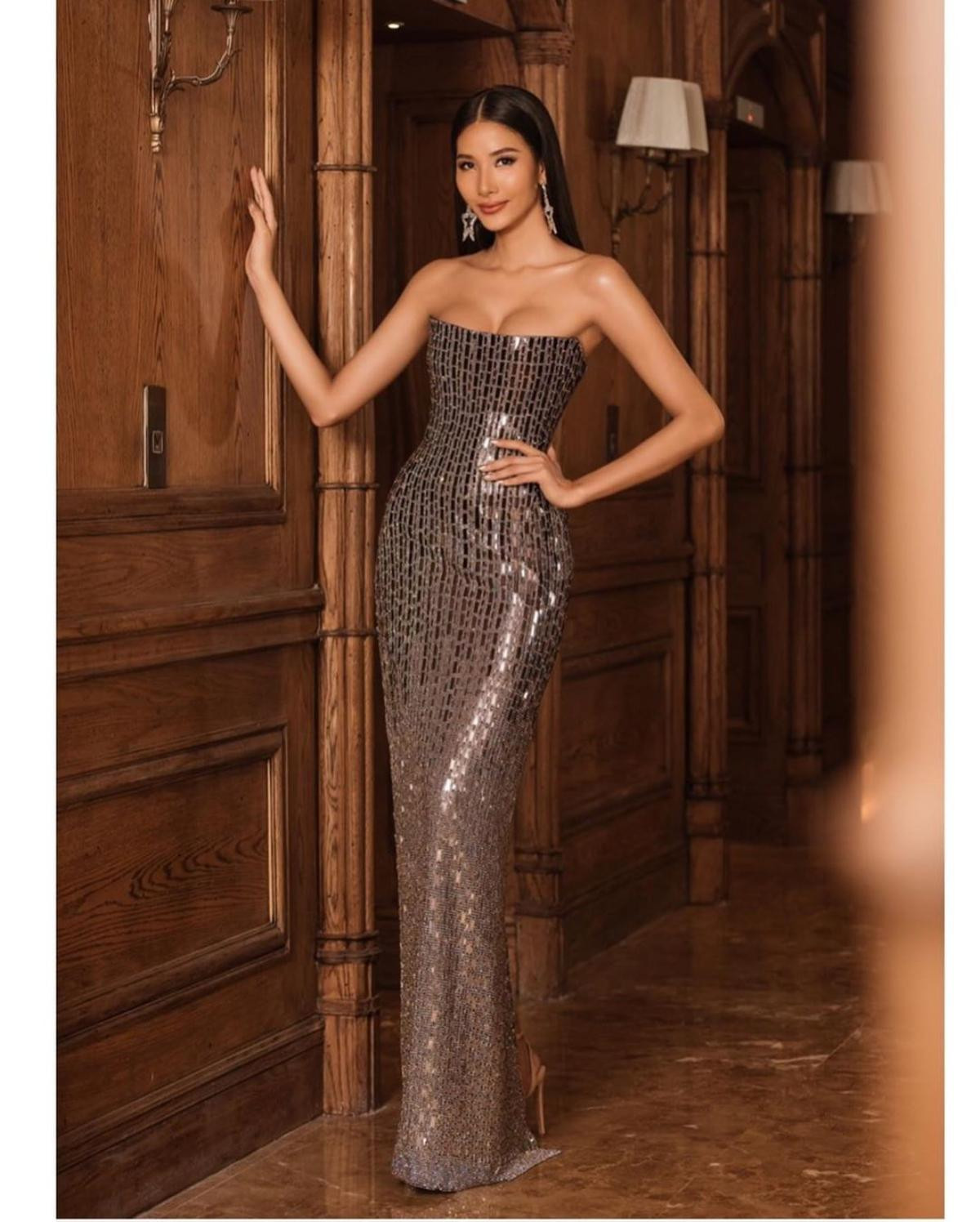 Hoàng Thùy đẹp lộng lẫy dự tiệc đêm Miss Universe 2019: Váy lấp lánh đẹp nhất 4 ngày ở Mỹ Ảnh 4