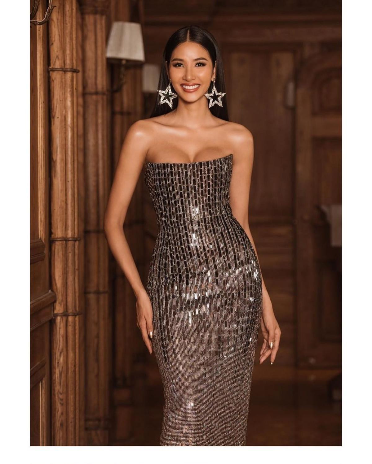 Hoàng Thùy đẹp lộng lẫy dự tiệc đêm Miss Universe 2019: Váy lấp lánh đẹp nhất 4 ngày ở Mỹ Ảnh 3