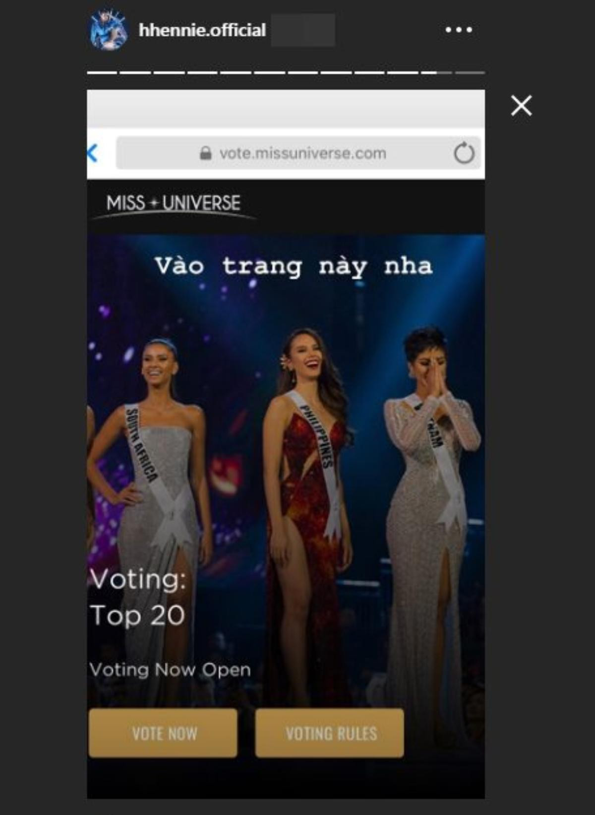 Minh Tú - H'Hen Niê - Mâu Thủy ra sức kêu gọi fan 'cày vote' cho Hoàng Thùy chắc suất Top 20 Miss Universe Ảnh 5