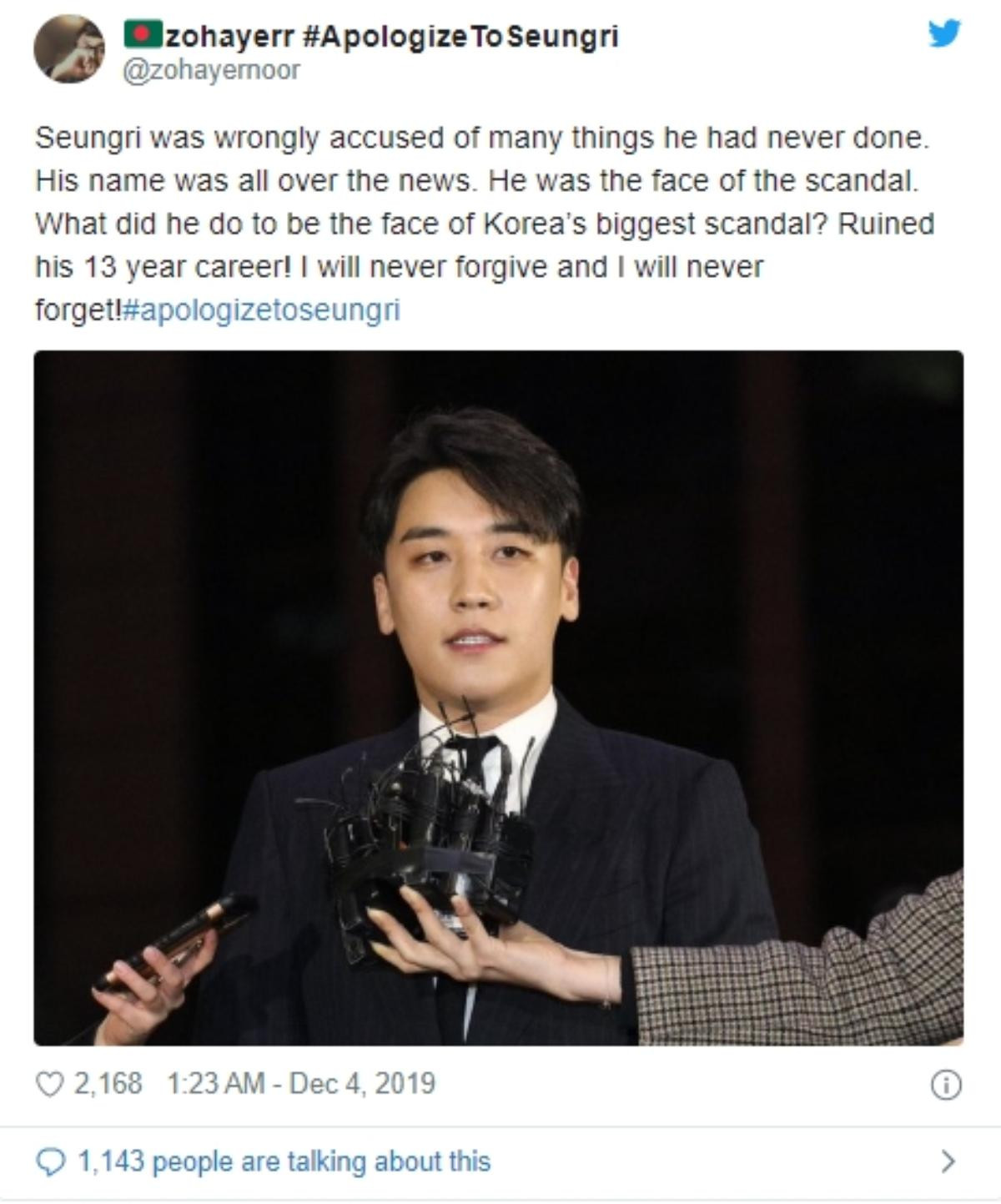 Vừa được chứng minh vô tội, fan đồng loạt hashtag yêu cầu 'cả thế giới' xin lỗi Seungri Ảnh 7