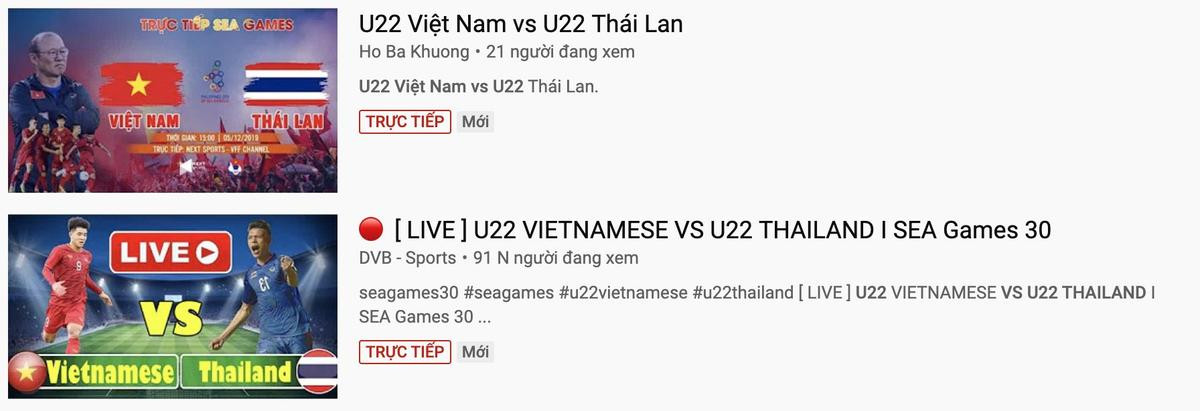 Nhiều tài khoản YouTube ngang nhiên phát lậu trận U22 Việt Nam - U22 Thái Lan Ảnh 2