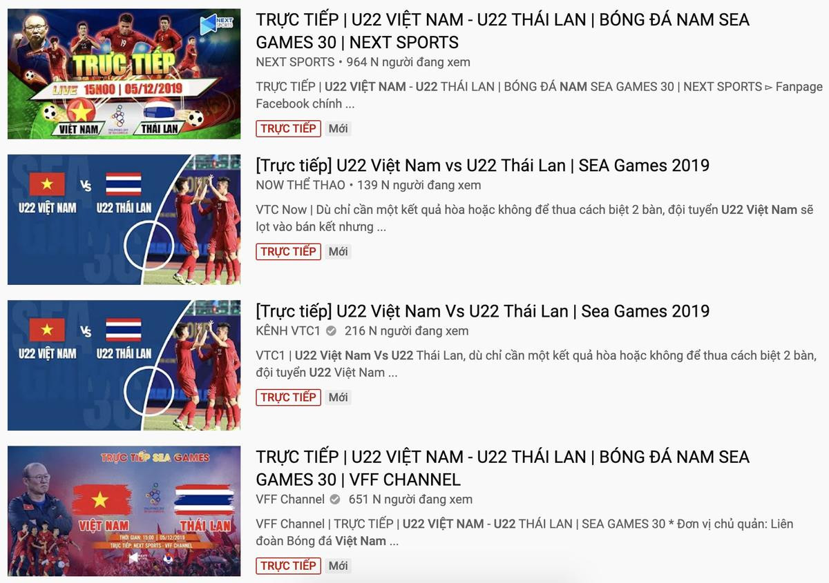 Nhiều tài khoản YouTube ngang nhiên phát lậu trận U22 Việt Nam - U22 Thái Lan Ảnh 1