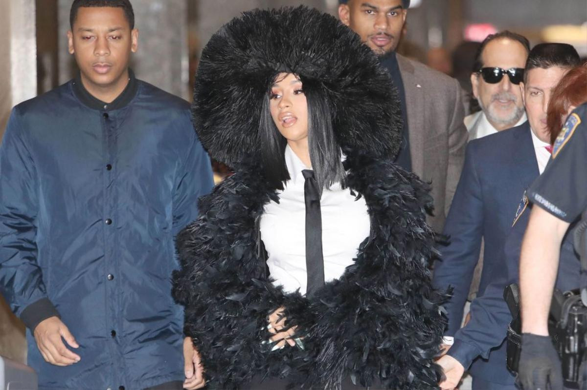 Cardi B gây sốc với áo khoác lông xù 3m quét đất đi hầu tòa Ảnh 3