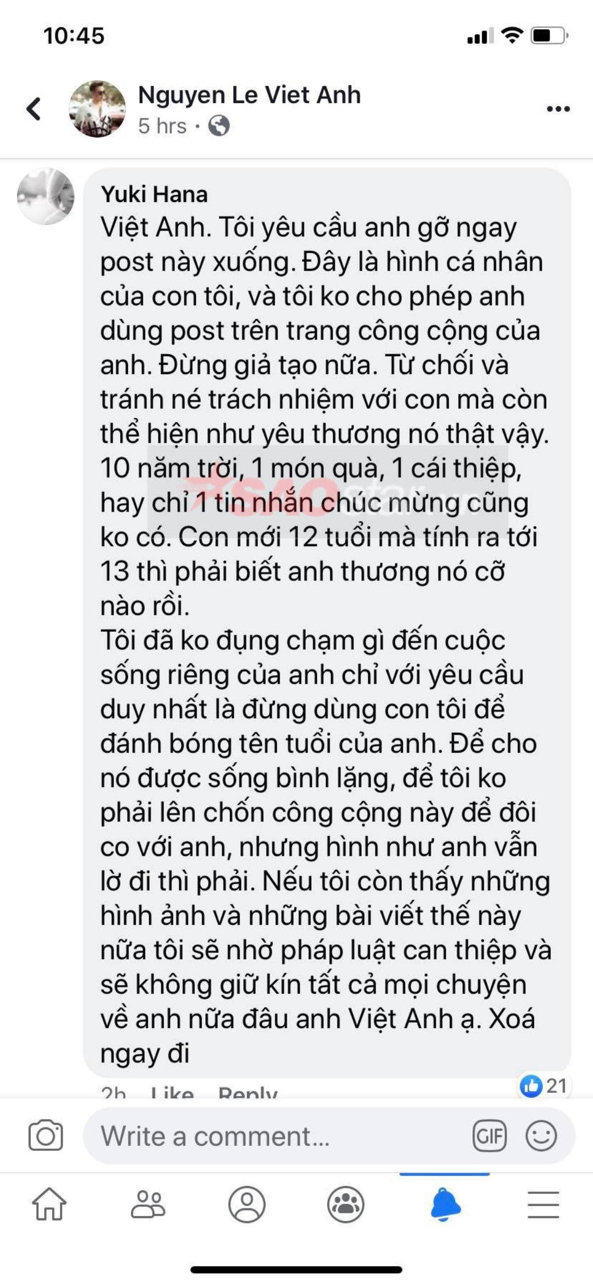 Vợ cũ Việt Anh lên tiếng: Đừng dùng con tôi để đánh bóng tên tuổi, con mới 12 tuổi mà tính ra tới 13 thì biết thương cỡ nào Ảnh 4