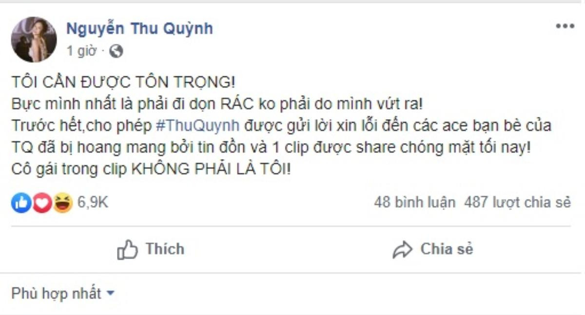 Bất ngờ bị nghi lộ 'clip nóng', diễn viên Thu Quỳnh lập tức 'đáp trả' gay gắt Ảnh 2