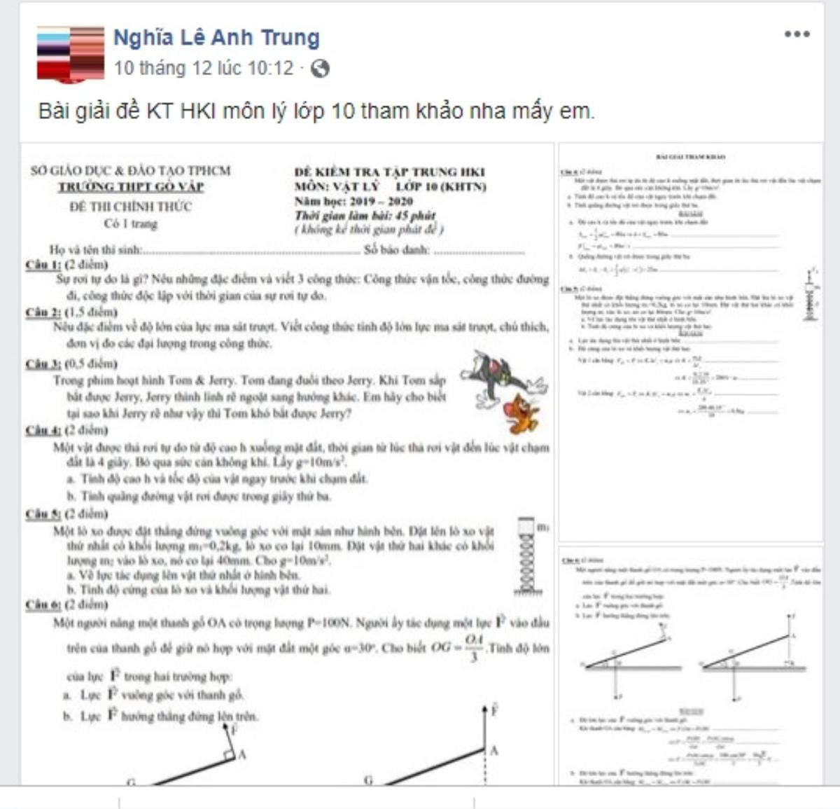 Nghi vấn Trưởng bộ môn đăng đề, đáp án lên Facebook trước giờ thi của học sinh Ảnh 1