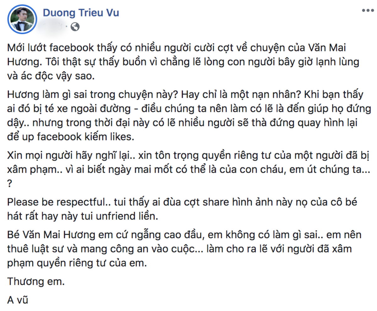 Trấn Thành, Trúc Nhân đồng lòng bảo vệ Văn Mai Hương: Block thẳng tay ai chia sẻ, mong pháp luật vào cuộc! Ảnh 2