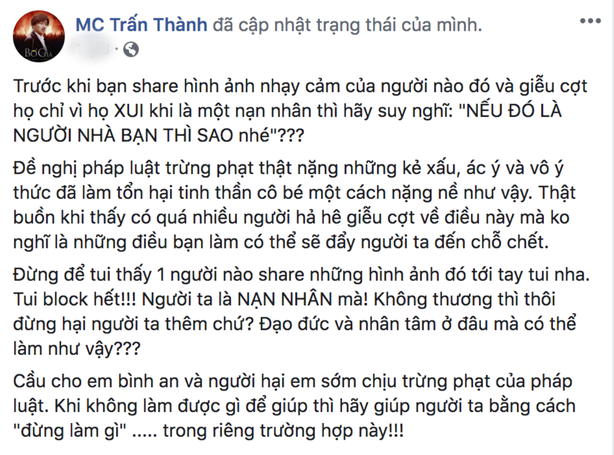 Trấn Thành, Trúc Nhân đồng lòng bảo vệ Văn Mai Hương: Block thẳng tay ai chia sẻ, mong pháp luật vào cuộc! Ảnh 3