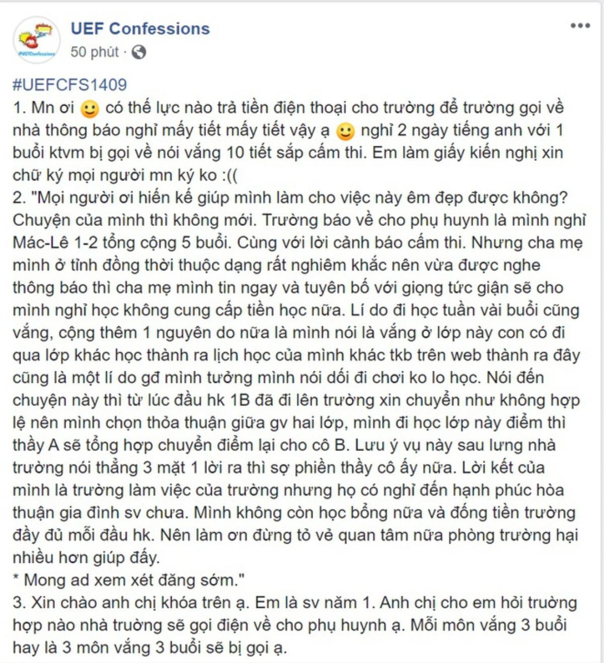 Nhà trường gọi điện thông báo số tiết nghỉ học kèm lời 'dọa' cấm thi cho phụ huynh khiến Sinh viên bức xúc Ảnh 1