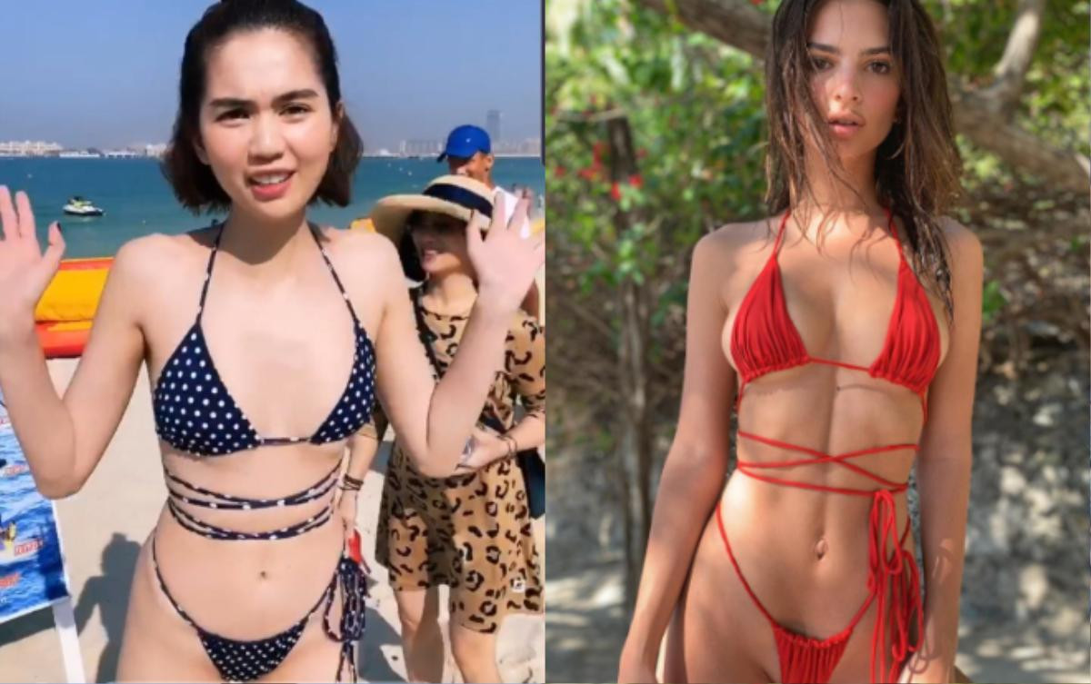 Ngọc Trinh ngang cơ thiên thần nội y Emily Ratajkowski với bikini quấn dây đầy điệu nghệ Ảnh 8