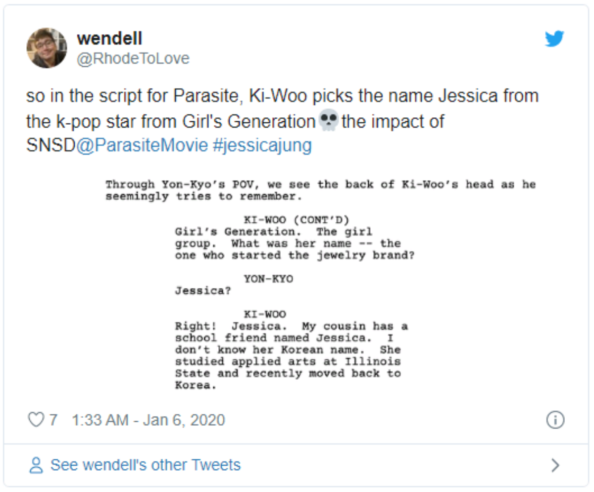 Hóa ra cựu thành viên SNSD - Jessica Jung là hình mẫu nhân vật trong kịch bản gốc của phim Parasite Ảnh 9