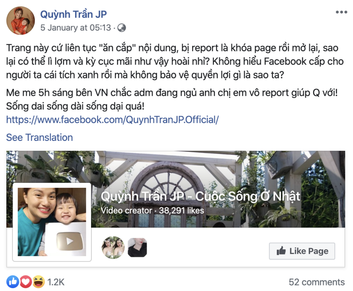 Quỳnh Trần JP bức xúc khi bị Facebook giả mạo ăn cắp nội dung: 'Xin hãy buông tha cho nàng công chúa xinh đẹp này' Ảnh 2