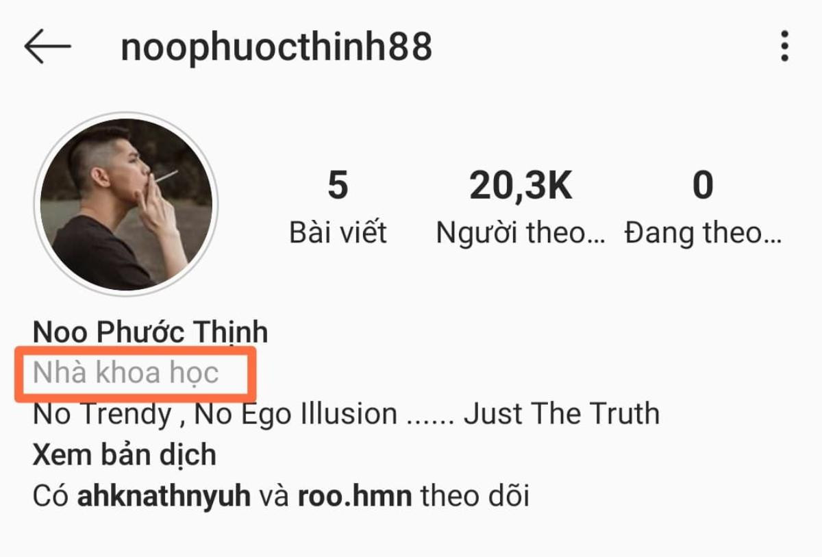 Noo Phước Thịnh lập tài khoản Instagram mới, fan tìm ra điểm bất thường ngay tại phần tiểu sử Ảnh 1