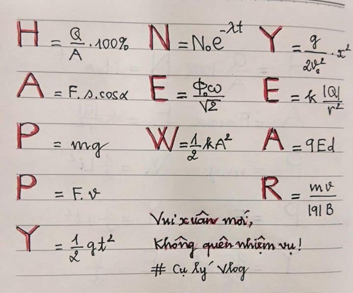 Thầy giáo gửi lời chúc năm mới đến các học sinh bằng công thức Vật lý cực sáng tạo Ảnh 1