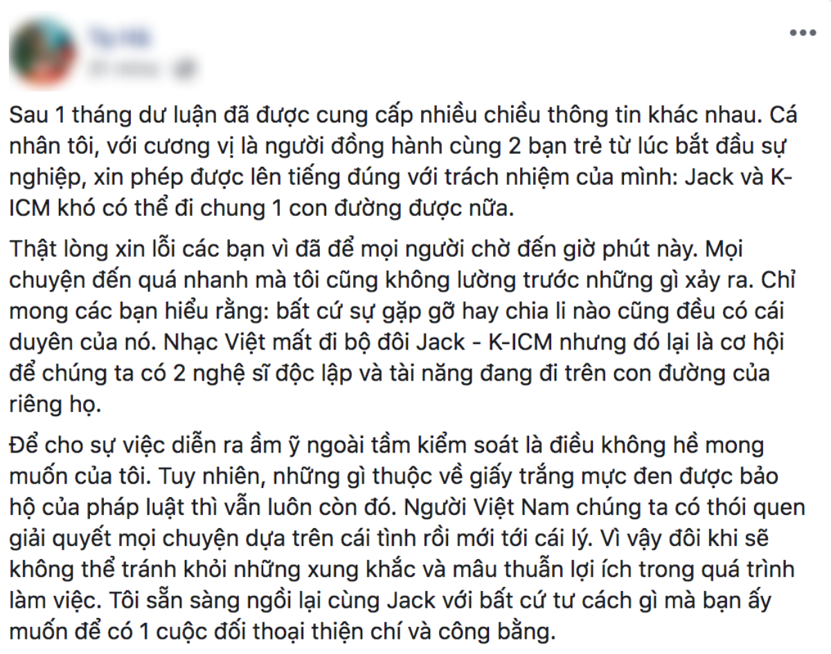 Quản lí K-ICM lên tiếng: 'Jack và K-ICM khó có thể lại đi chung 1 con đường' Ảnh 2