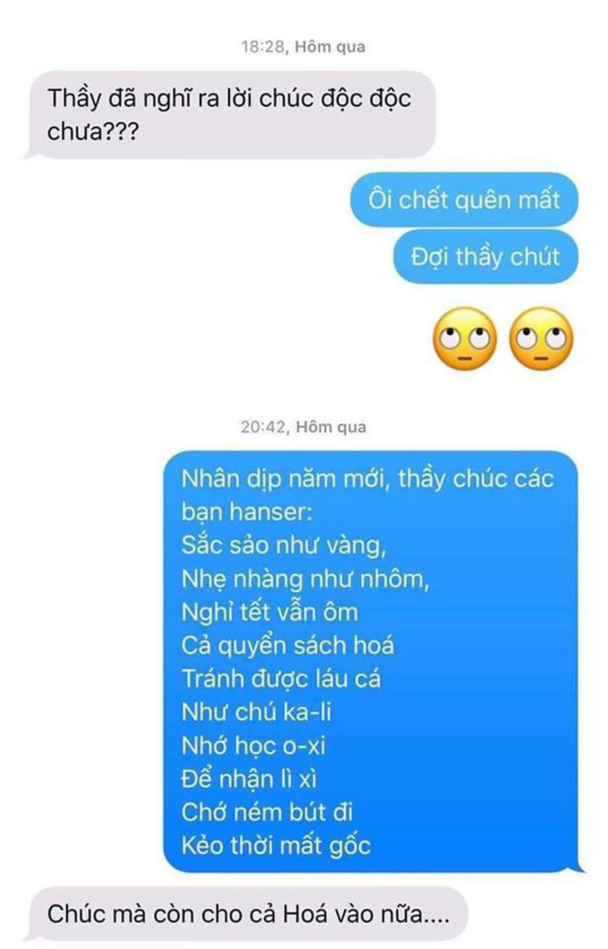 Hớn hở đòi thầy giáo lời chúc 'độc độc' dịp năm mới, nam sinh nhận ngay cái kết 'há miệng mắc quai' Ảnh 1