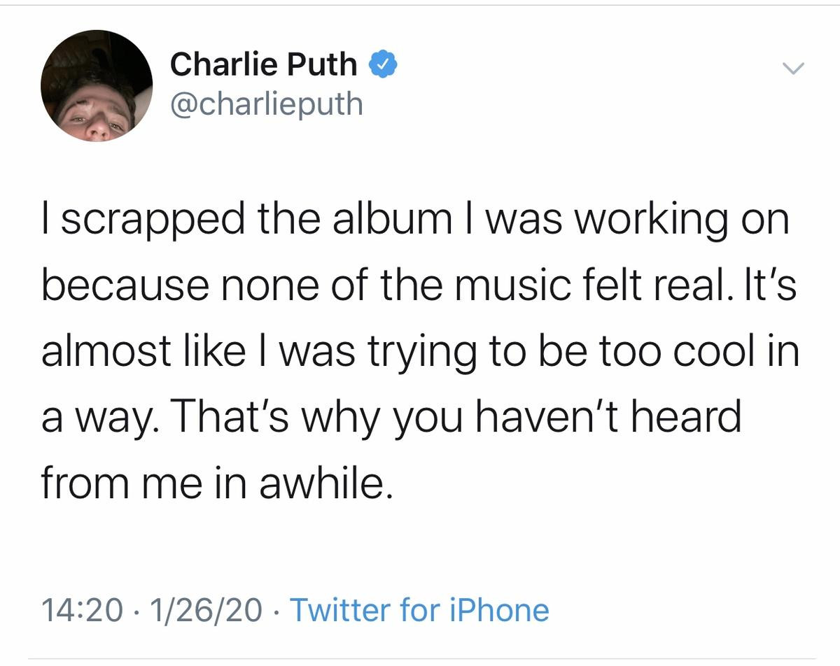 Charlie Puth: 'Tôi đã phải hủy chiếc album đang làm vì…' Ảnh 1