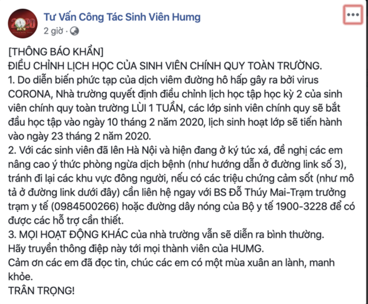 Sau ĐH Bách Khoa Hà Nội, các trường đại học khác lần lượt thông báo cho sinh viên nghỉ học do lo ngại virus Corona Ảnh 4