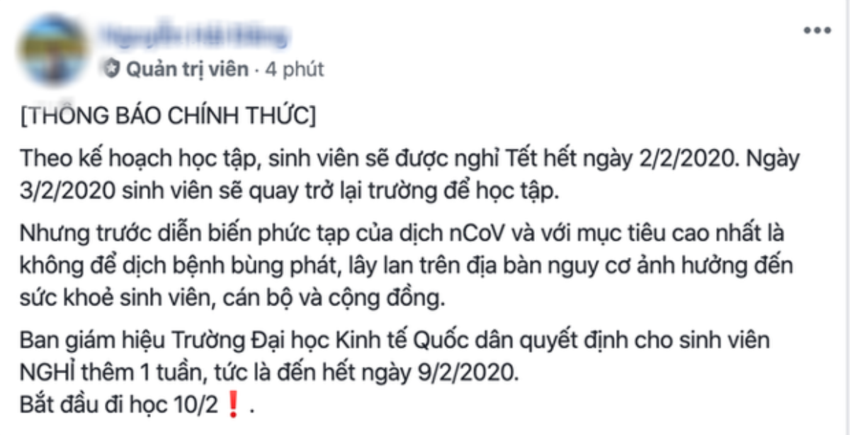 Sau ĐH Bách Khoa Hà Nội, các trường đại học khác lần lượt thông báo cho sinh viên nghỉ học do lo ngại virus Corona Ảnh 7