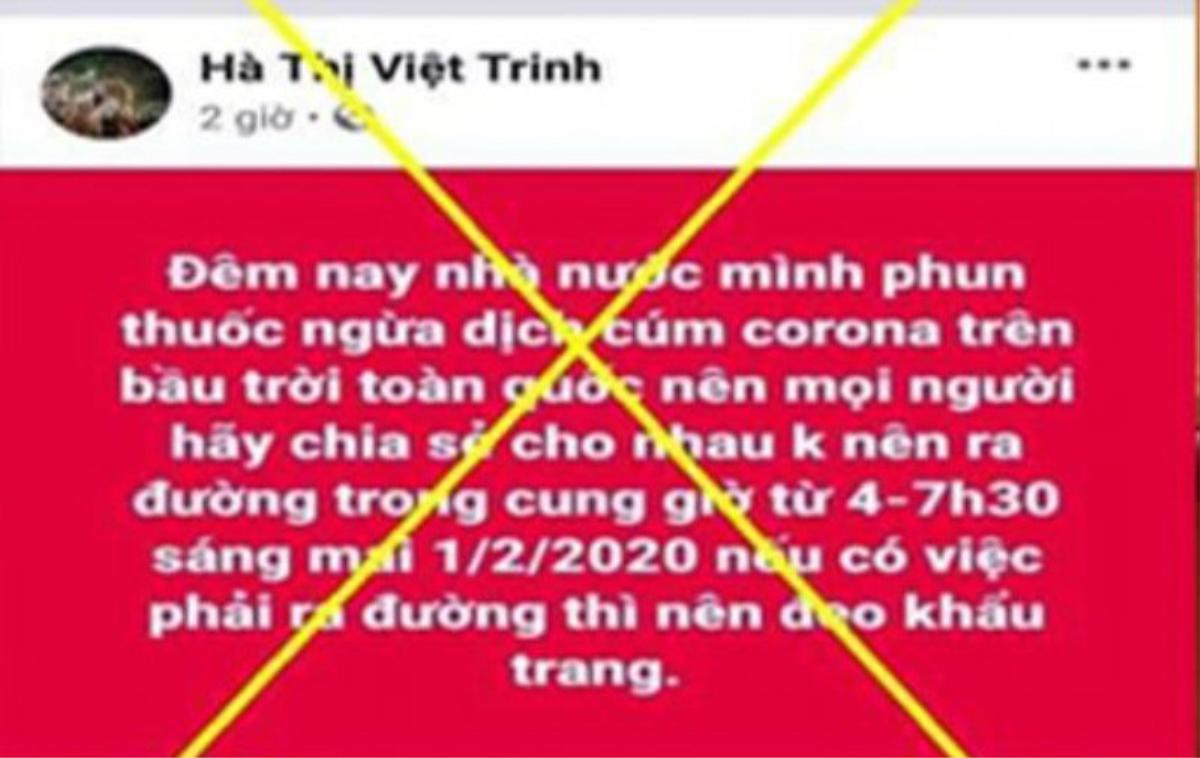 Xử lý đối tượng tung tin ‘phun thuốc diệt virus Corona trên bầu trời toàn quốc’ Ảnh 1