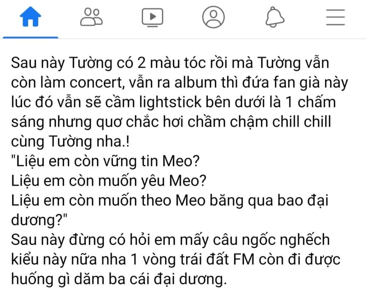 Đọc tâm thư fan gửi Vũ Cát Tường: 'FM đi cùng Mèo một vòng trái đất còn được, huống chi… dăm ba cái đại dương' Ảnh 1