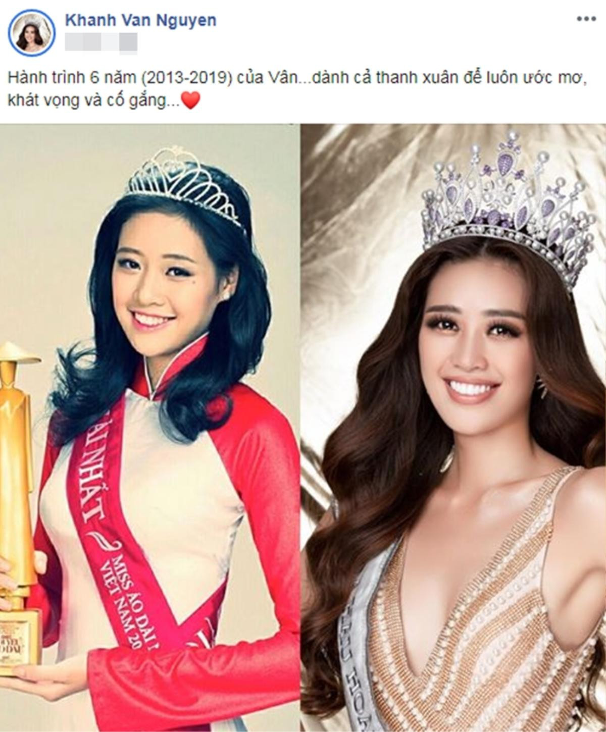 Khánh Vân đăng ảnh 6 năm thắng 2 vương miện, fan 'tiến cử' áo dài làm National Costume tại Miss Universe 2020 Ảnh 1