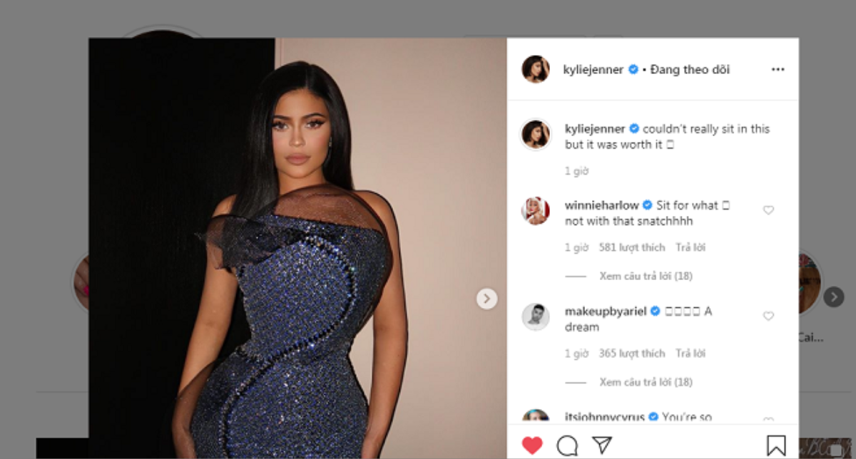 Kylie Jenner cùng chị gái Kim mặc chiếc váy cầu kì đến mức không thể ngồi xuống Ảnh 4