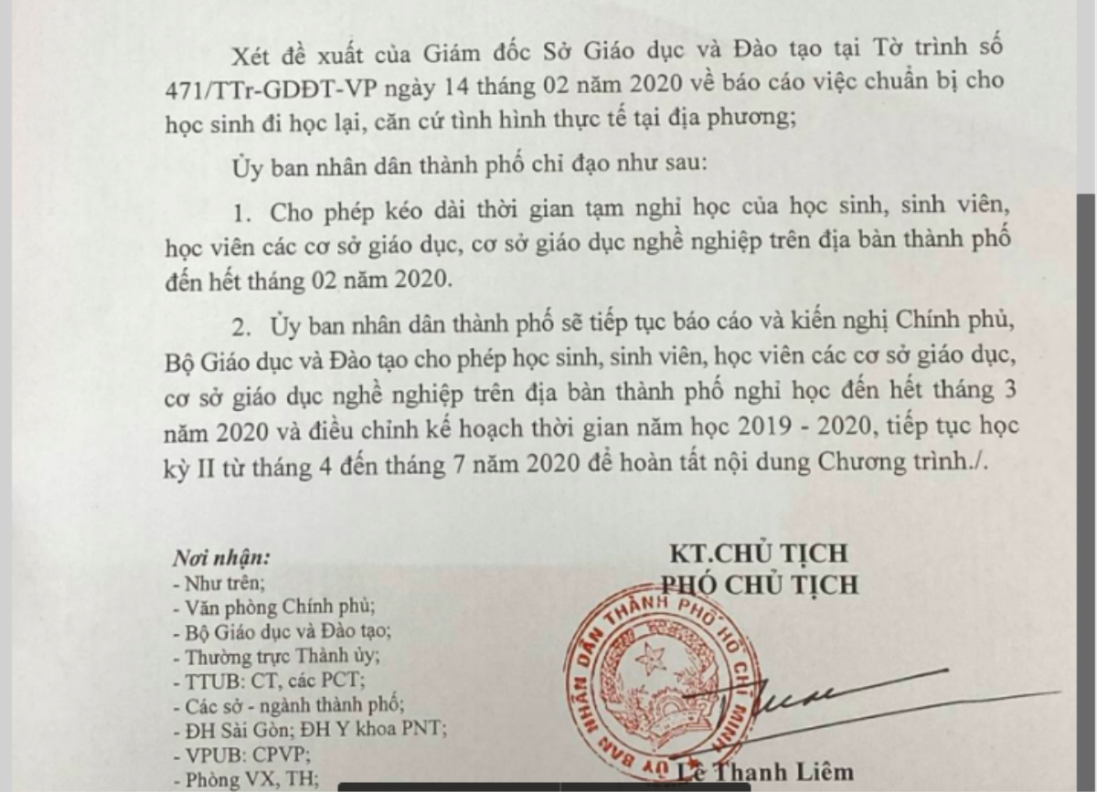 TP.HCM sẽ kiến nghị cho học sinh, sinh viên nghỉ học hết tháng 3/2020 Ảnh 1